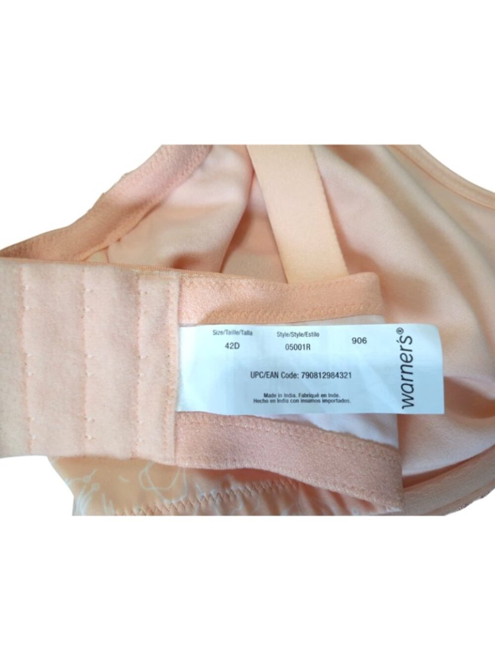 Olga By Warners Gentle Lift style Underwire Bra 42D Peach Lace Full Coverage NWT - Picture 4 of 7